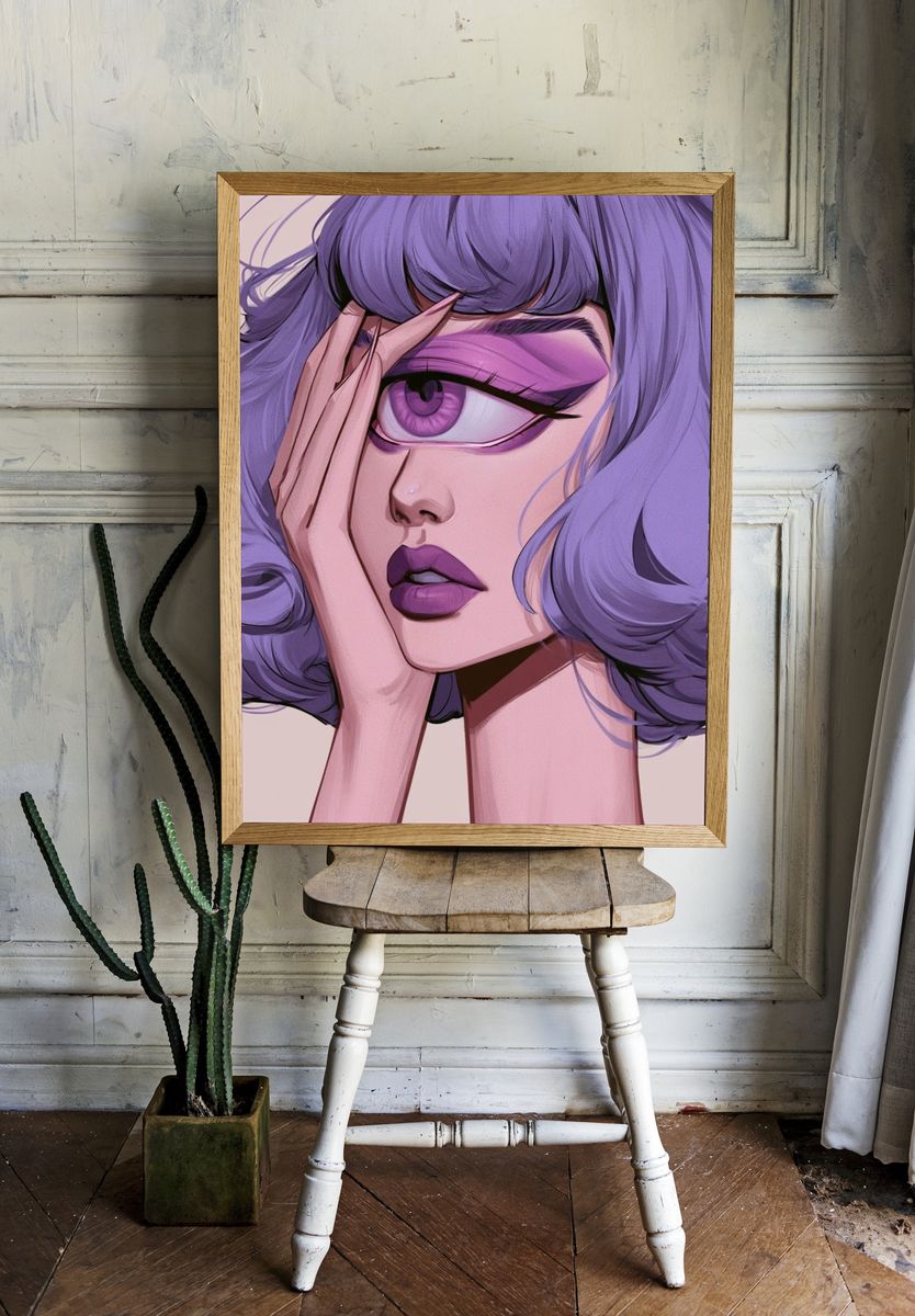 Lavender Portrait Illustration Poster. room preview
