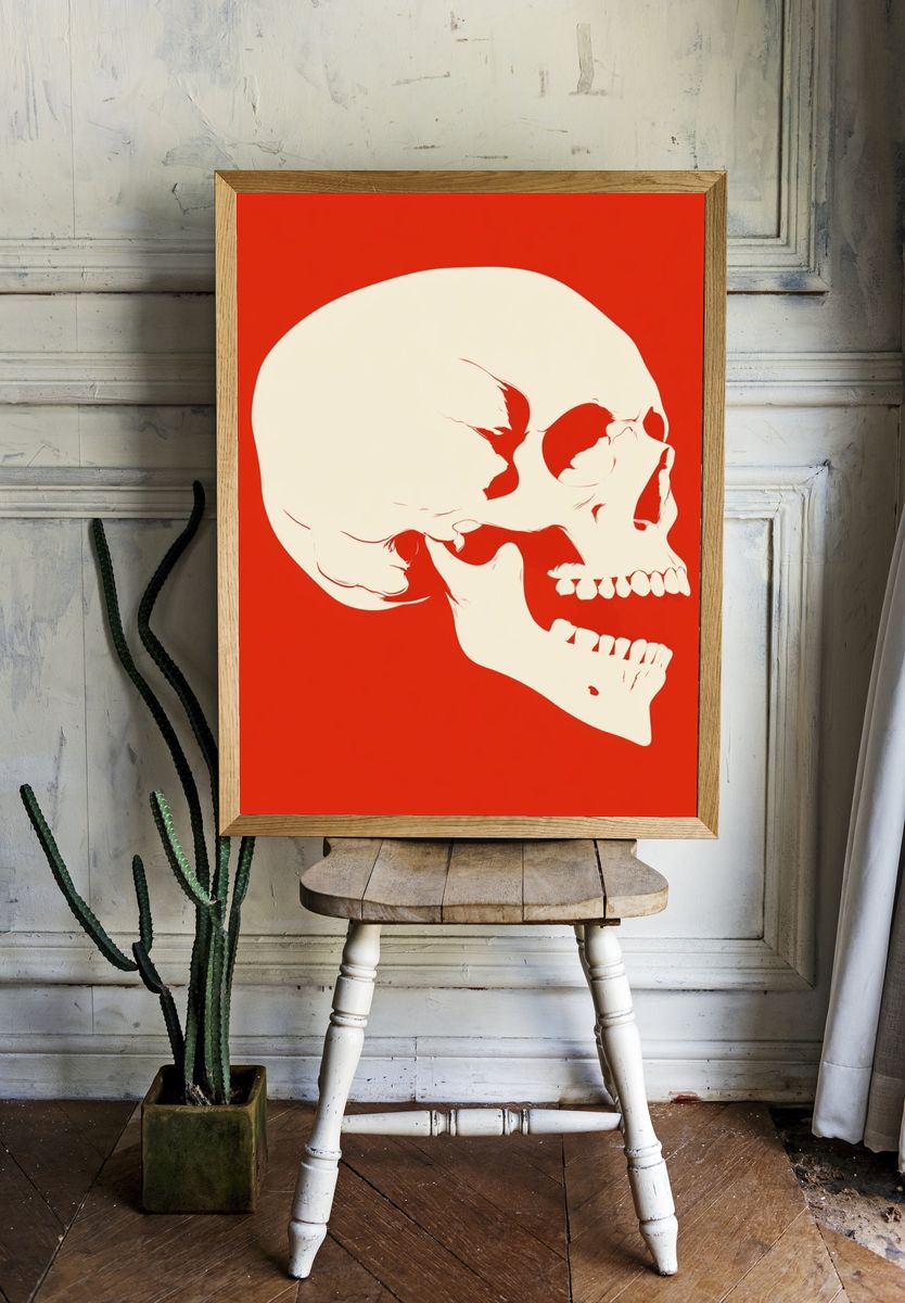Minimal Skull Red Poster. room preview