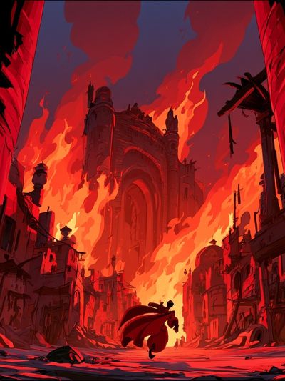 Burning Citadel Fantasy Print. poster
