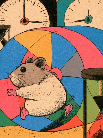 Hamster Wheel Illustration Poster.