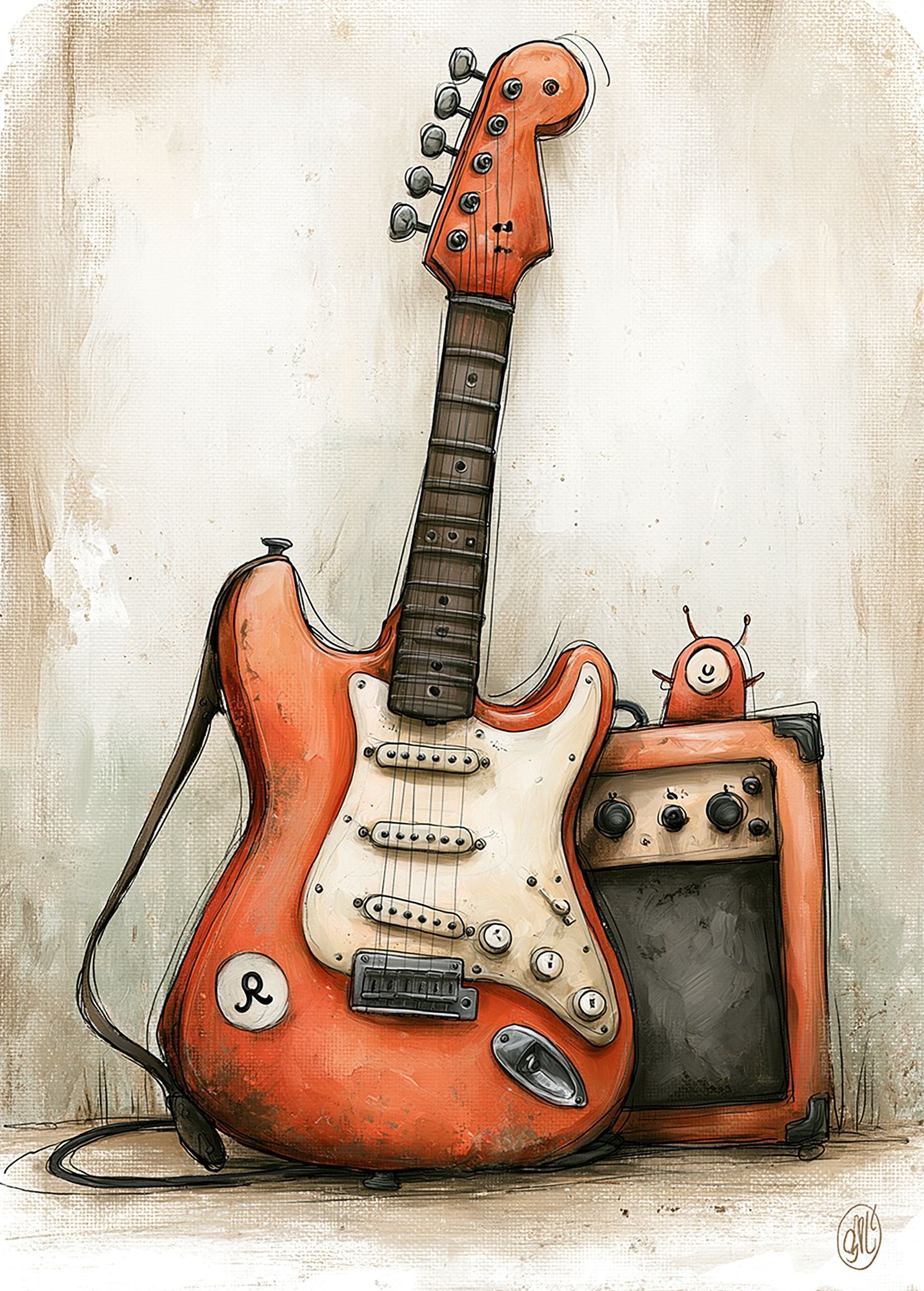 Electric Guitar Illustration Poster. poster detail