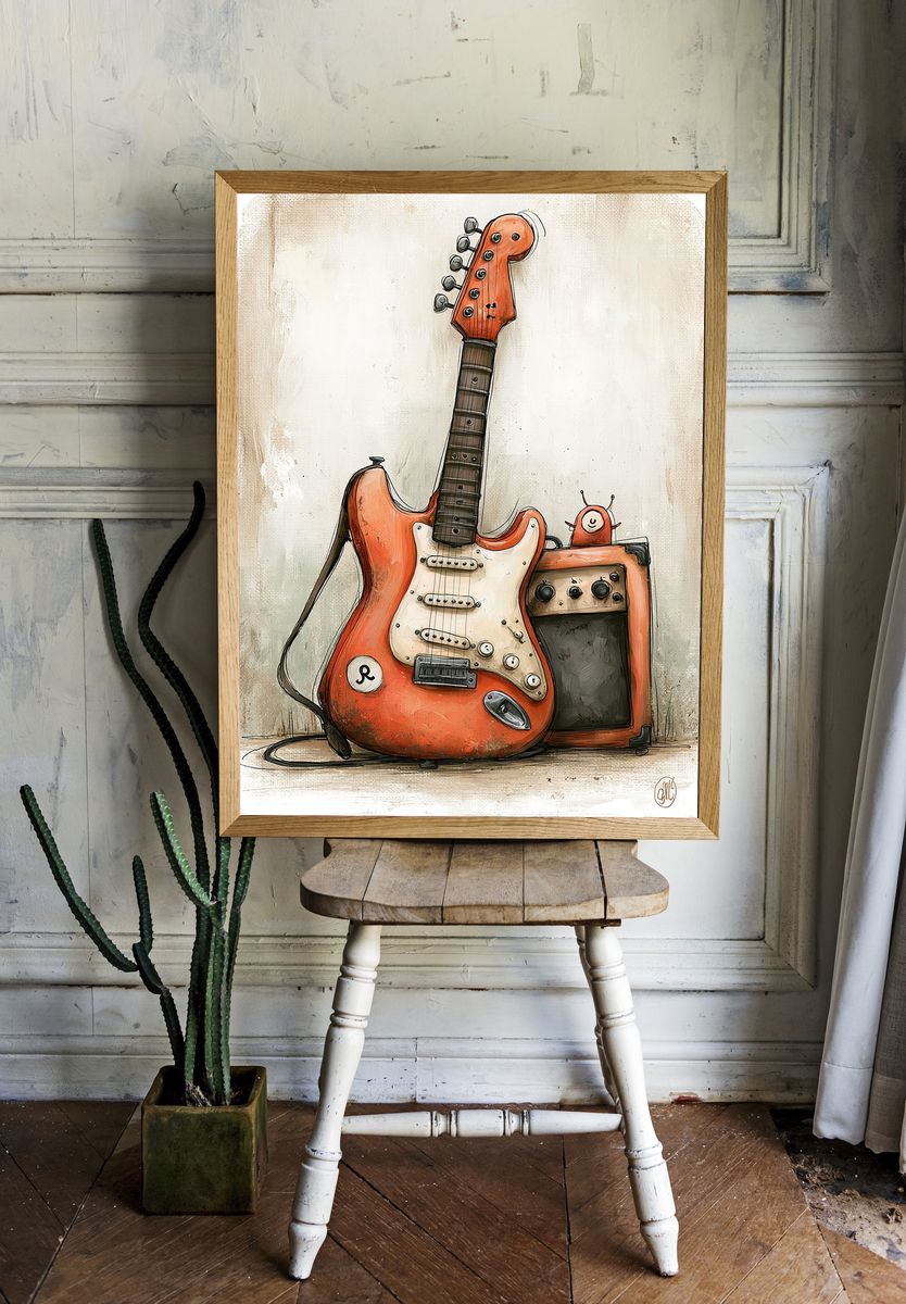 Electric Guitar Illustration Poster. room preview