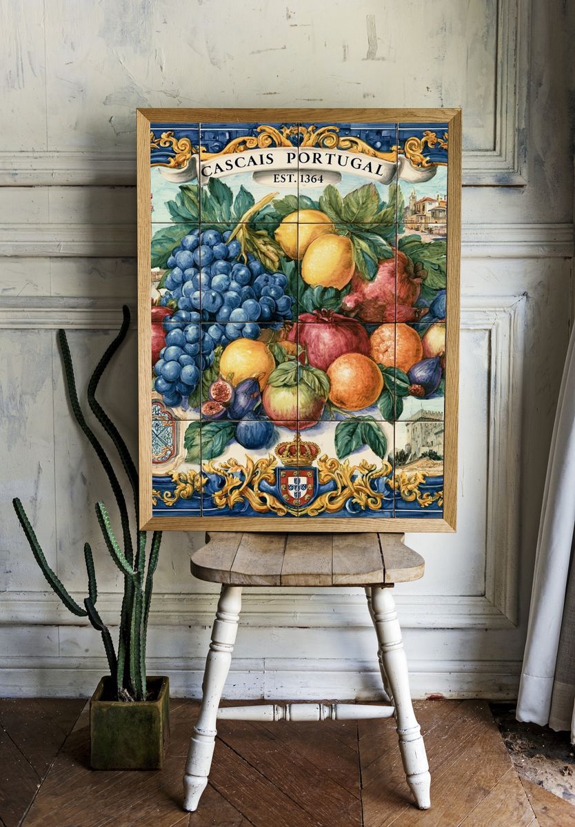 Cascais Portugal Fruit Tile Print. — room view 1