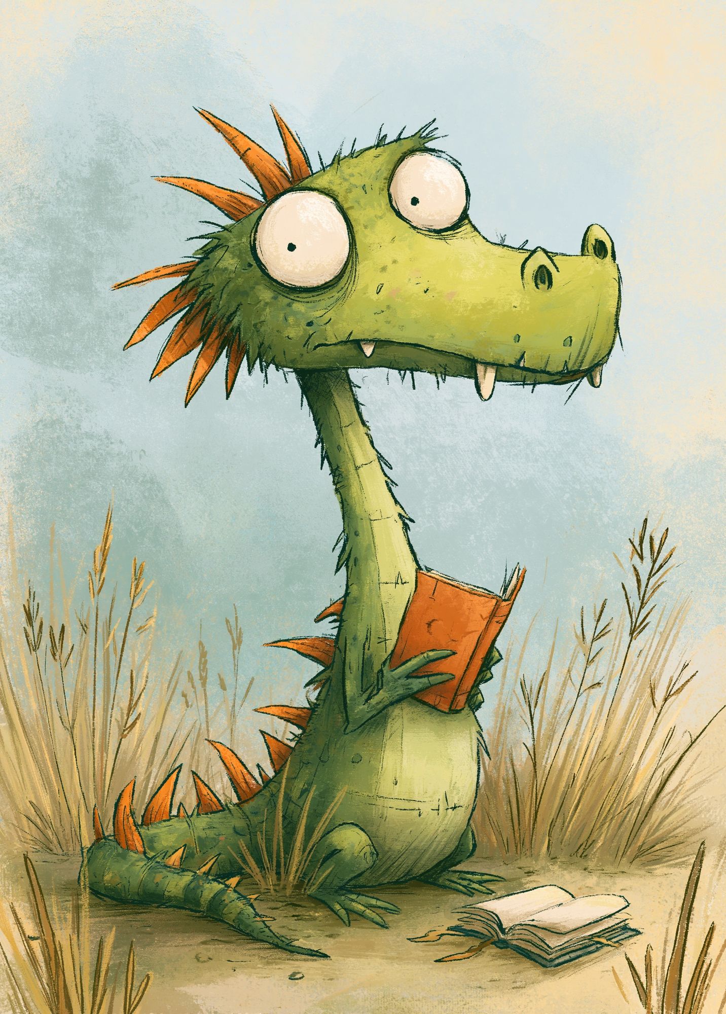 Curious Dragon Illustration Poster. poster detail