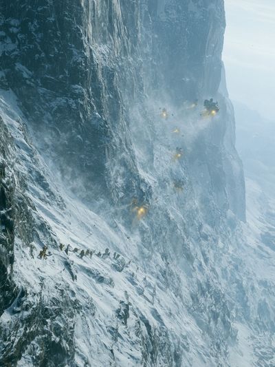 Snowy Cliff Expedition Poster. poster