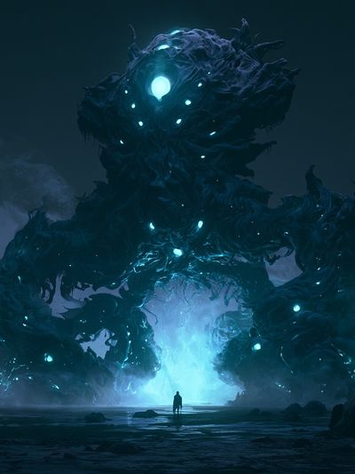 Cosmic Leviathan Digital Art Poster.