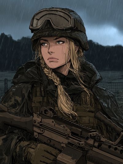Rainy Soldier Portrait Poster.