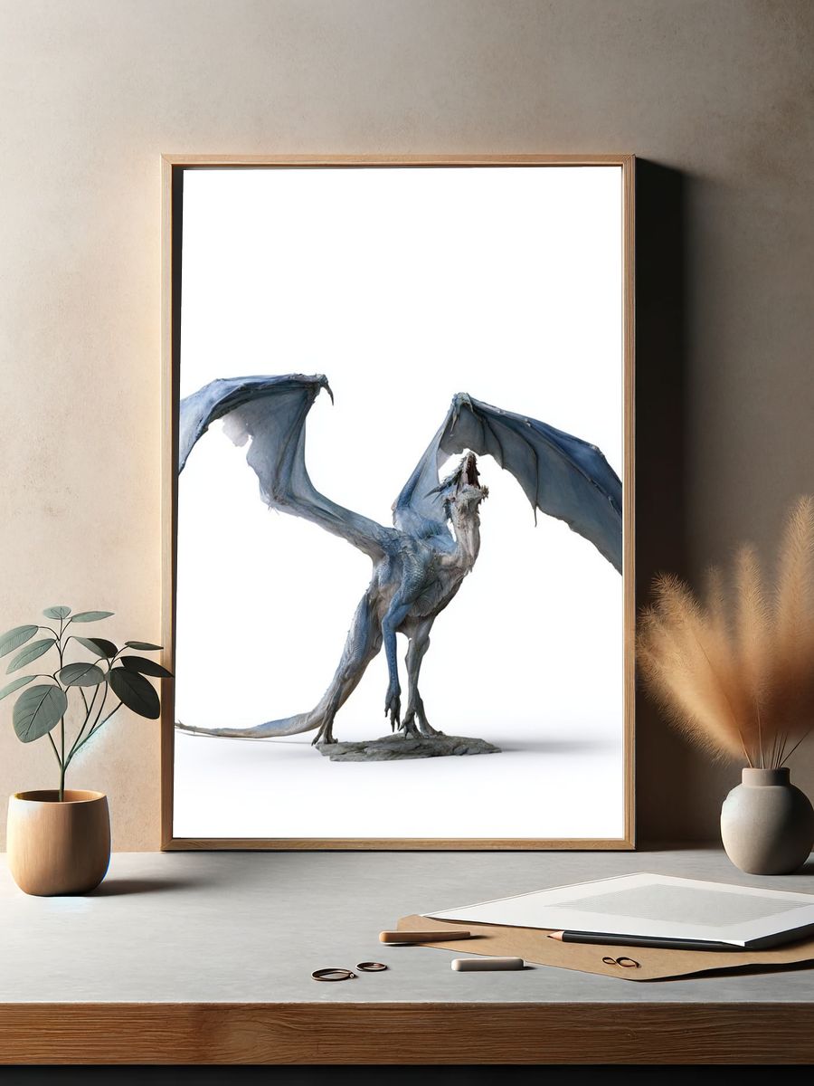 Blue Dragon Fantasy Illustration Poster. — room view 2