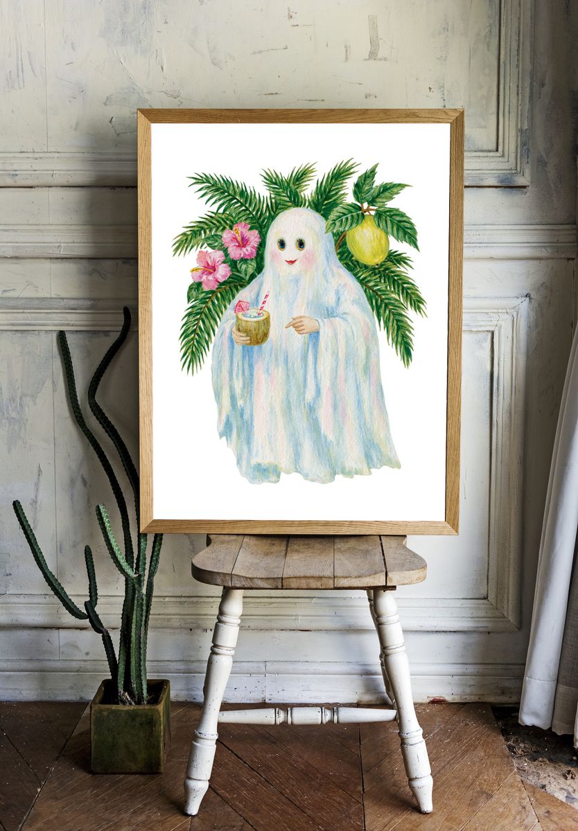 Ghost in Tropical Garden Poster. — room view 1