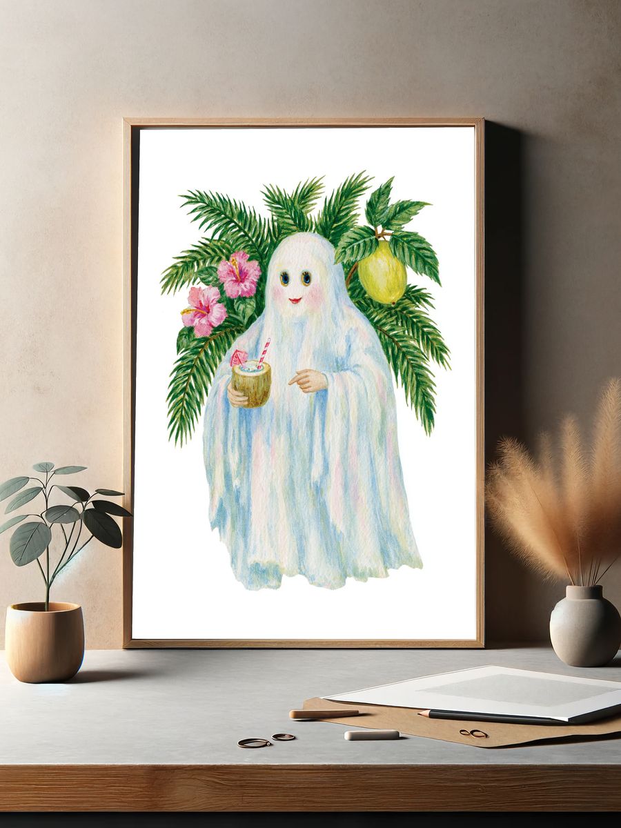 Ghost in Tropical Garden Poster. — room view 2