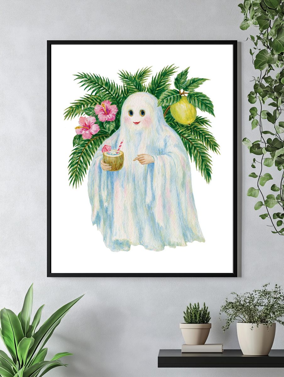 Ghost in Tropical Garden Poster. — room view 4