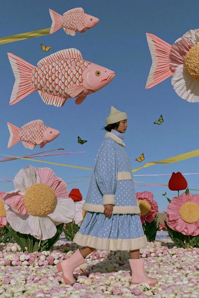 Dreamy Fish Garden Illustration Poster. poster print