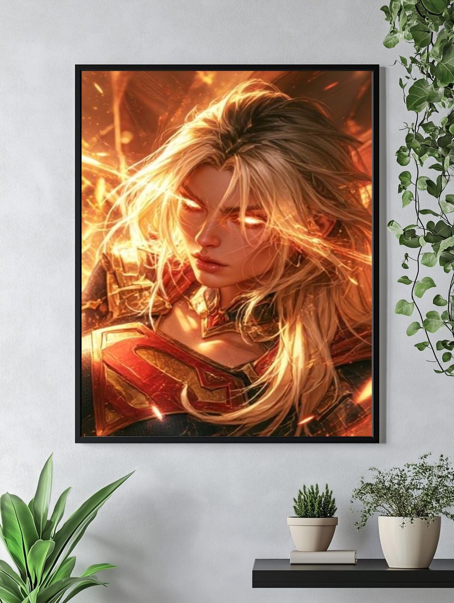 Blazing Heroine Digital Art Poster. — room view 4