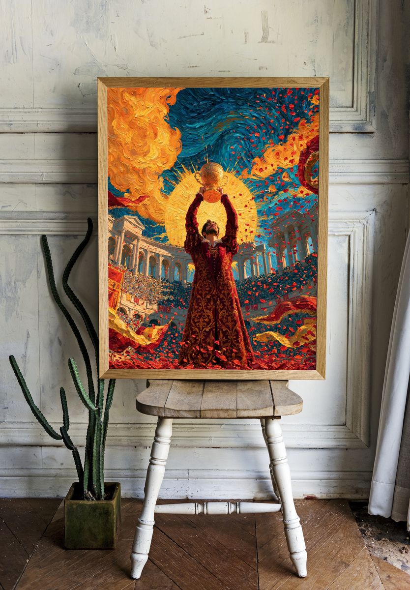 Champion Trophy Celebration Illustration Poster. — room view 1