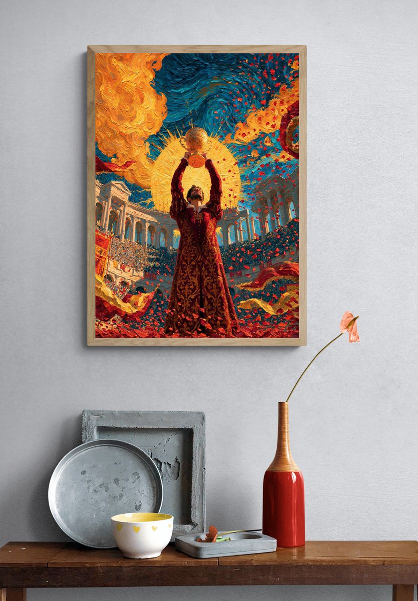 Champion Trophy Celebration Illustration Poster. — room view 3