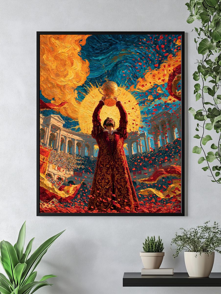 Champion Trophy Celebration Illustration Poster. — room view 4