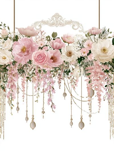 Blush Floral Chandelier Print. poster