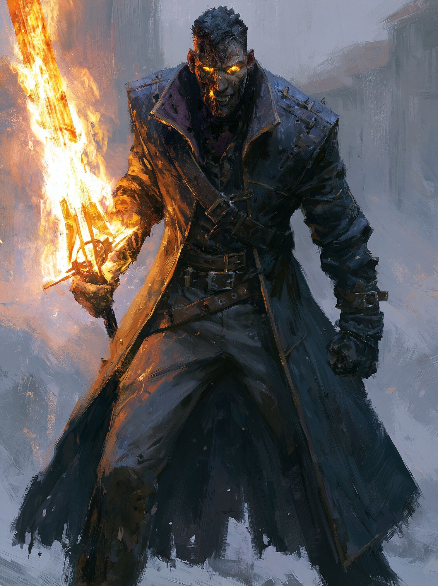 Flaming Warrior Fantasy Print. poster detail
