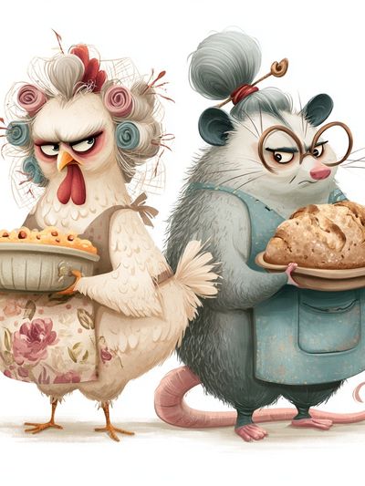 Baker Birds and Mouse Illustration Poster. poster