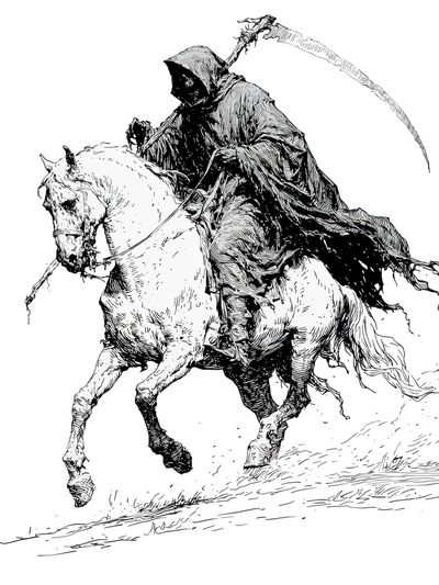 Grim Reaper on Horse Illustration Poster. poster