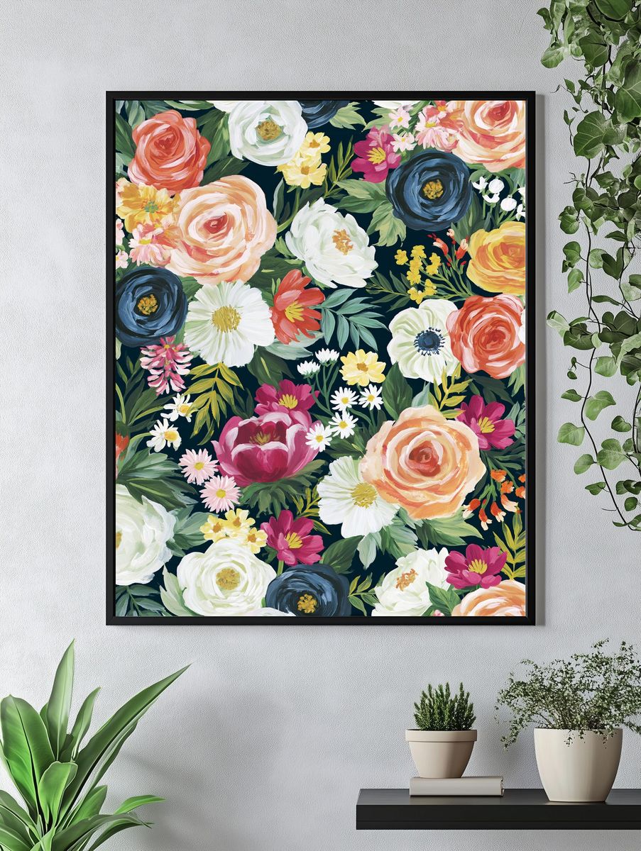 Floral Garden Pattern Illustration Poster. — room view 4