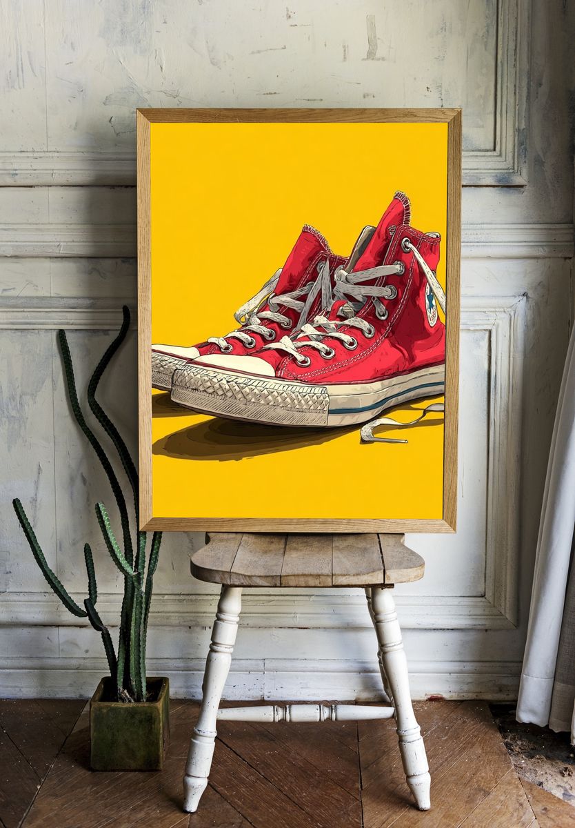 Red Converse Sneakers Pop Art Poster. room preview