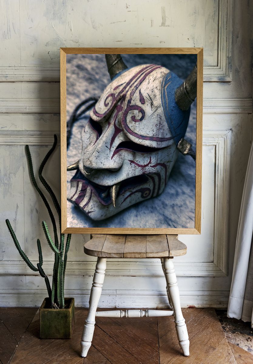 Demon Mask Digital Art Print. — room view 1
