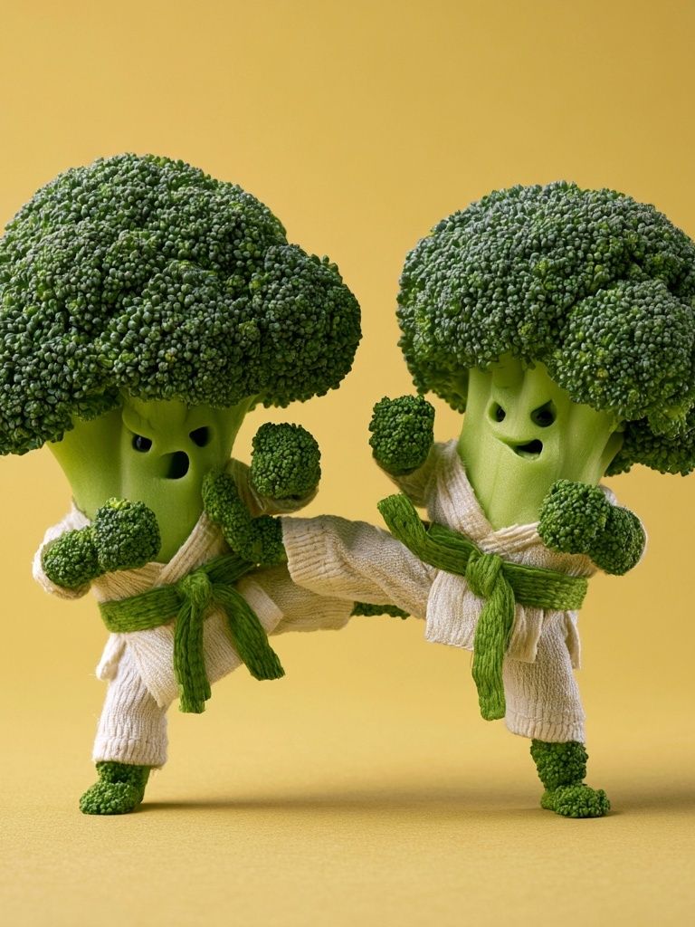 Broccoli Karate Duo Illustration Poster. poster detail