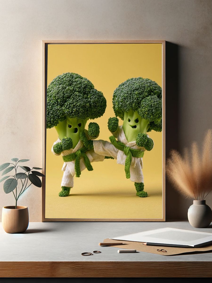Broccoli Karate Duo Illustration Poster. — room view 2
