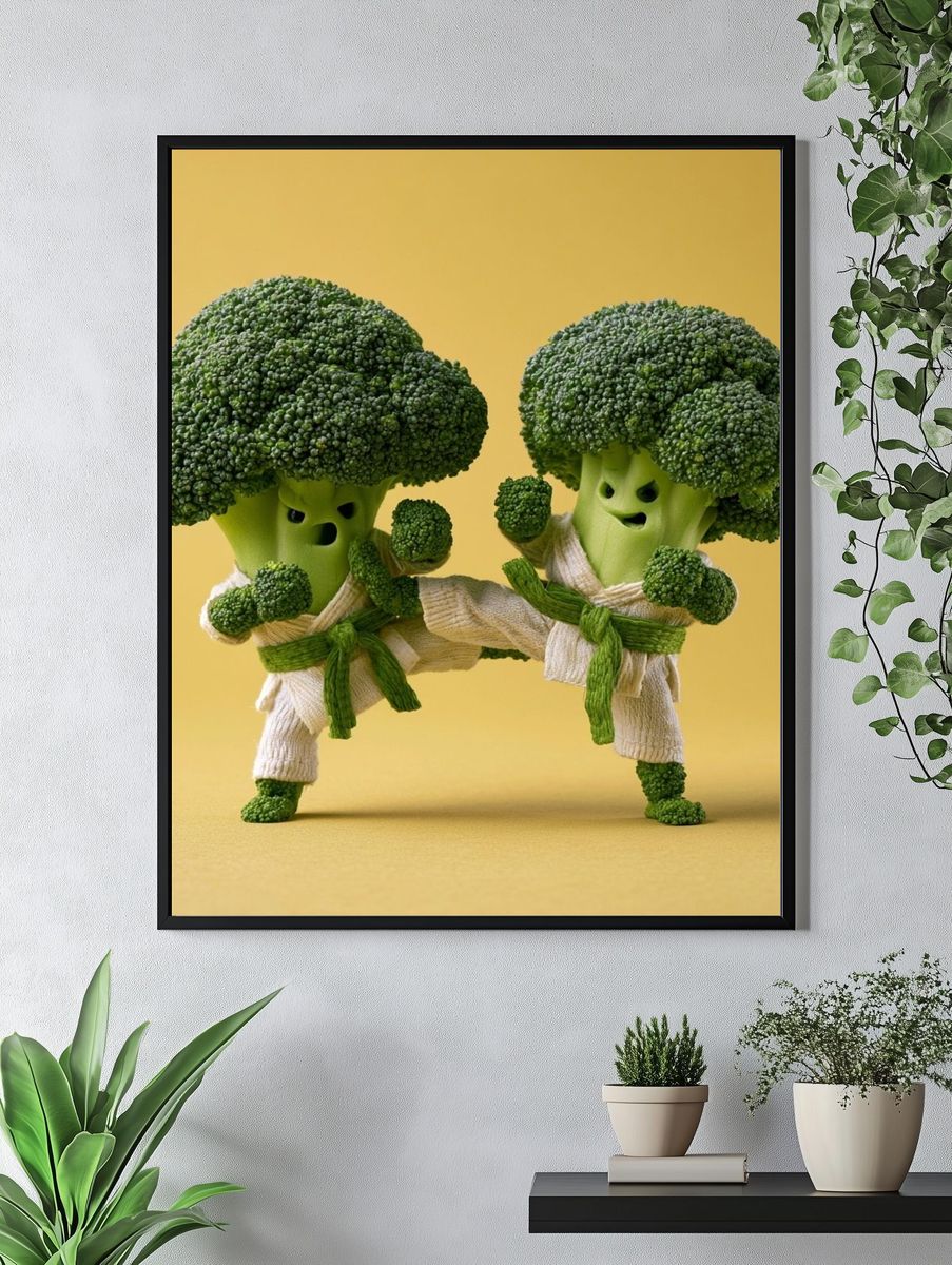 Broccoli Karate Duo Illustration Poster. — room view 4