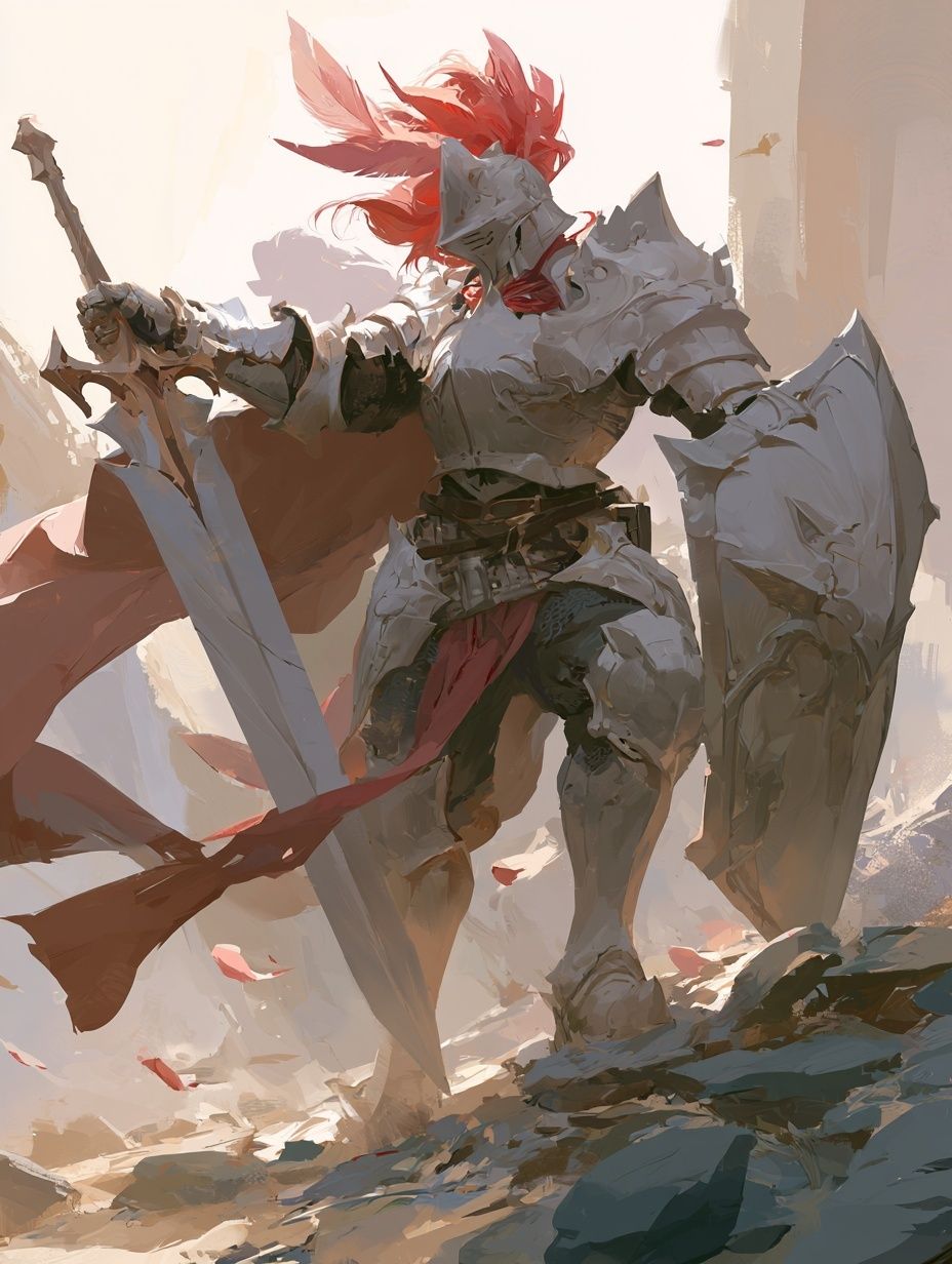 Armored Knight Battle Illustration Poster. poster — illustration art