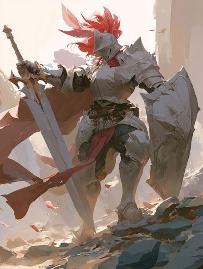 Armored Knight Battle Illustration Poster. poster
