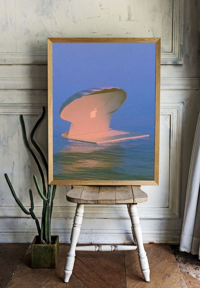Floating Apple Sculpture Print. room preview