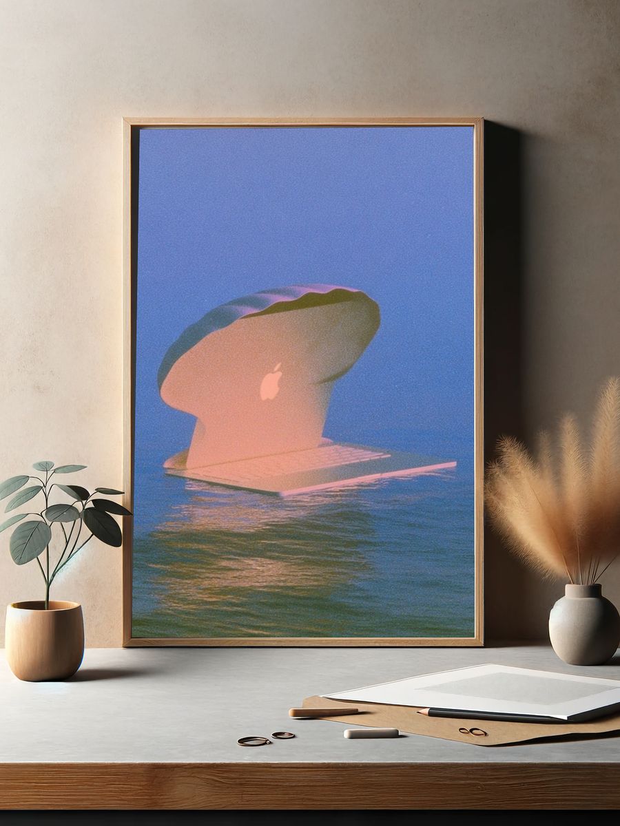 Floating Apple Sculpture Print. — room view 2