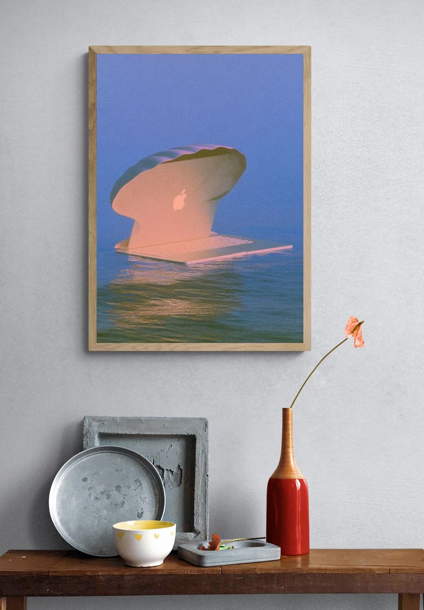 Floating Apple Sculpture Print. — room view 3