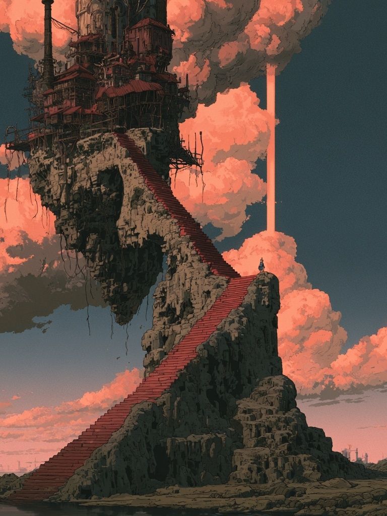 Floating Industrial Citadel — Sci-Fi Print. poster detail