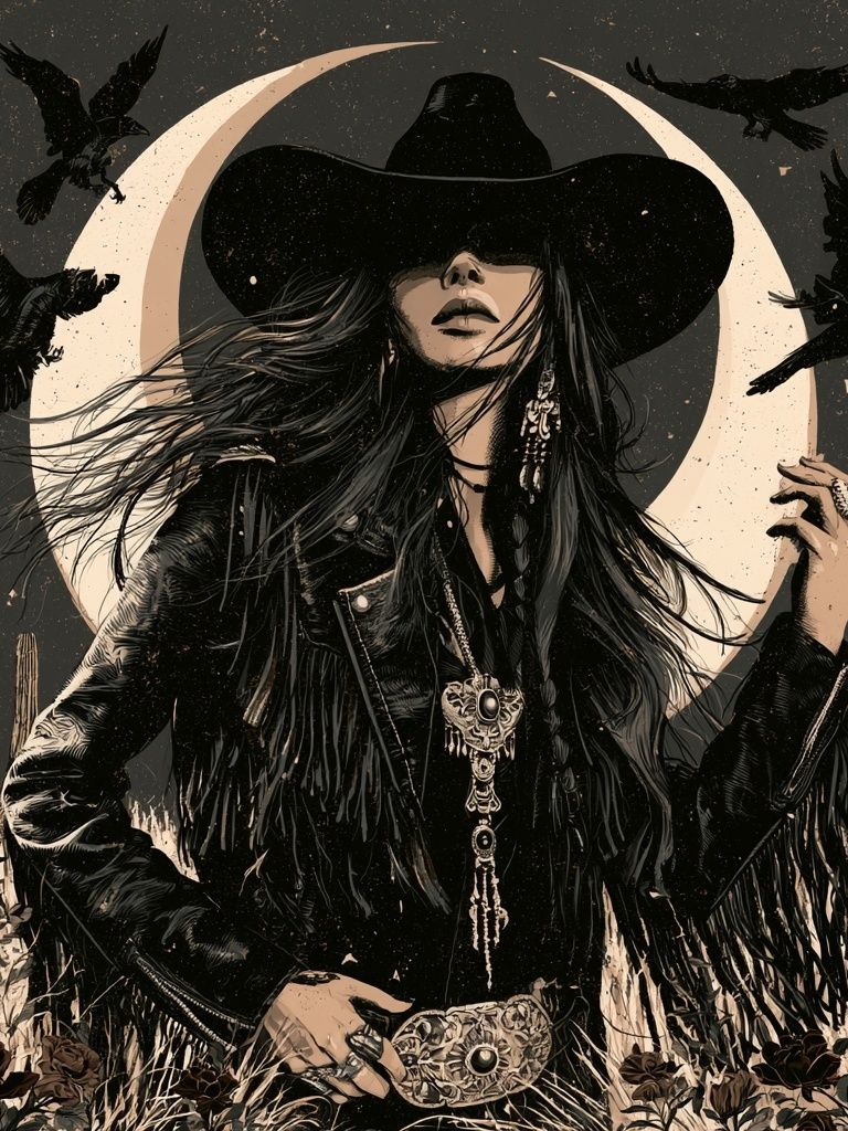 Gothic Cowgirl Moon Poster. poster detail