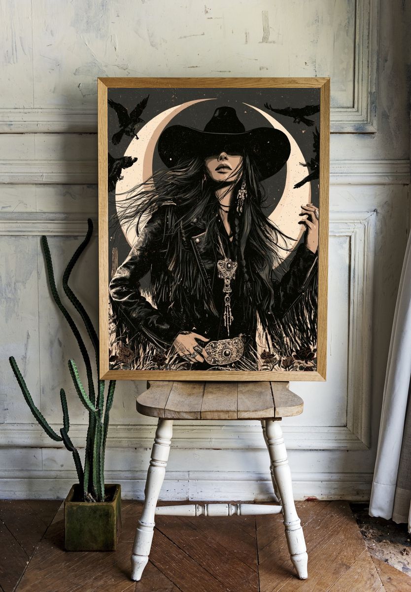 Gothic Cowgirl Moon Poster. — room view 1