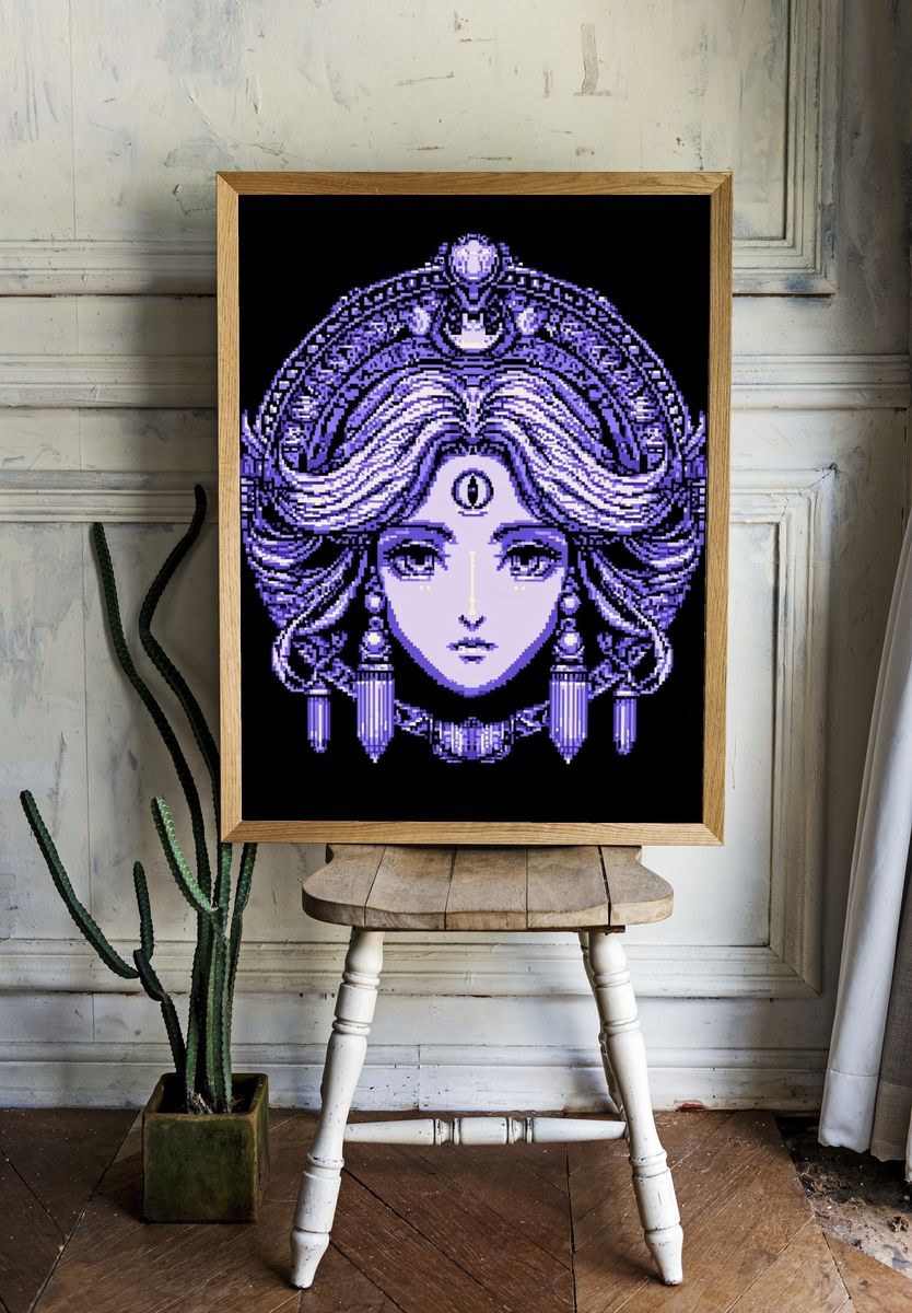 Pixel Goddess Portrait Poster room preview