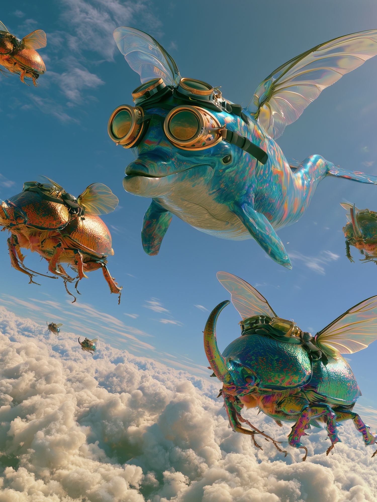 Flying Beetles in the Sky Poster. poster detail