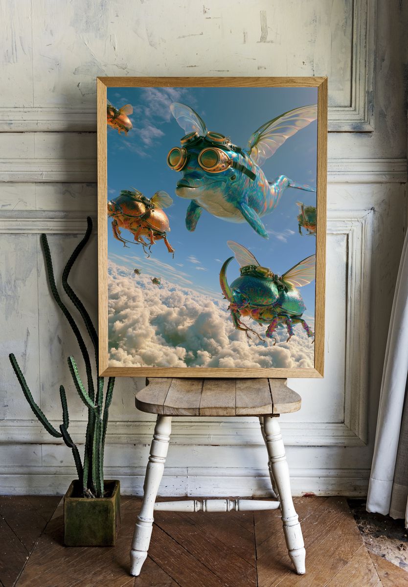 Flying Beetles in the Sky Poster. — room view 1
