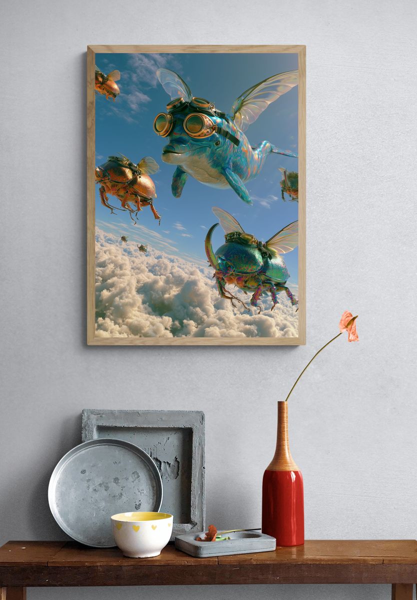 Flying Beetles in the Sky Poster. — room view 3