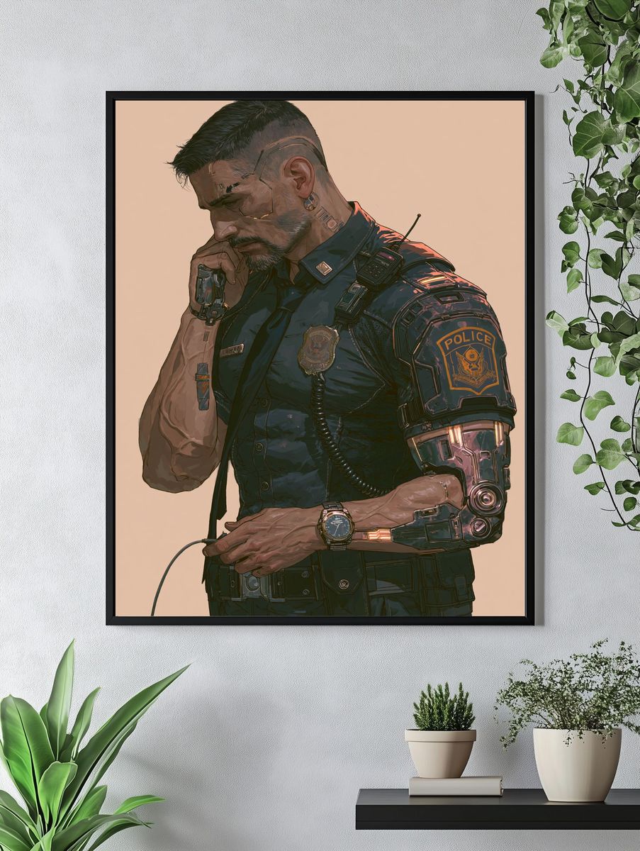 Cyberpunk Police Officer Print. — room view 4