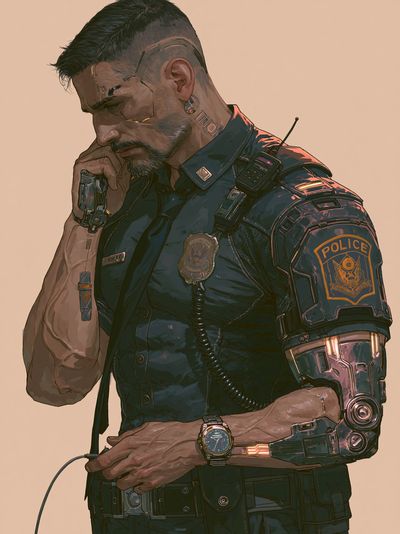 Cyberpunk Police Officer Print. poster