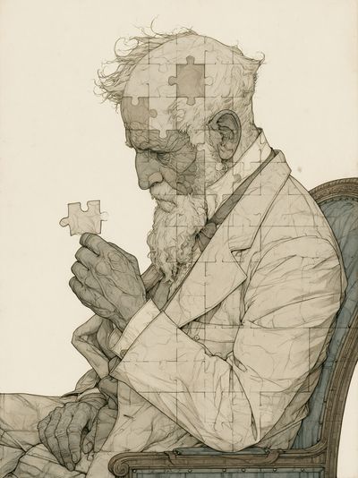 Puzzle Portrait Illustration Print. poster