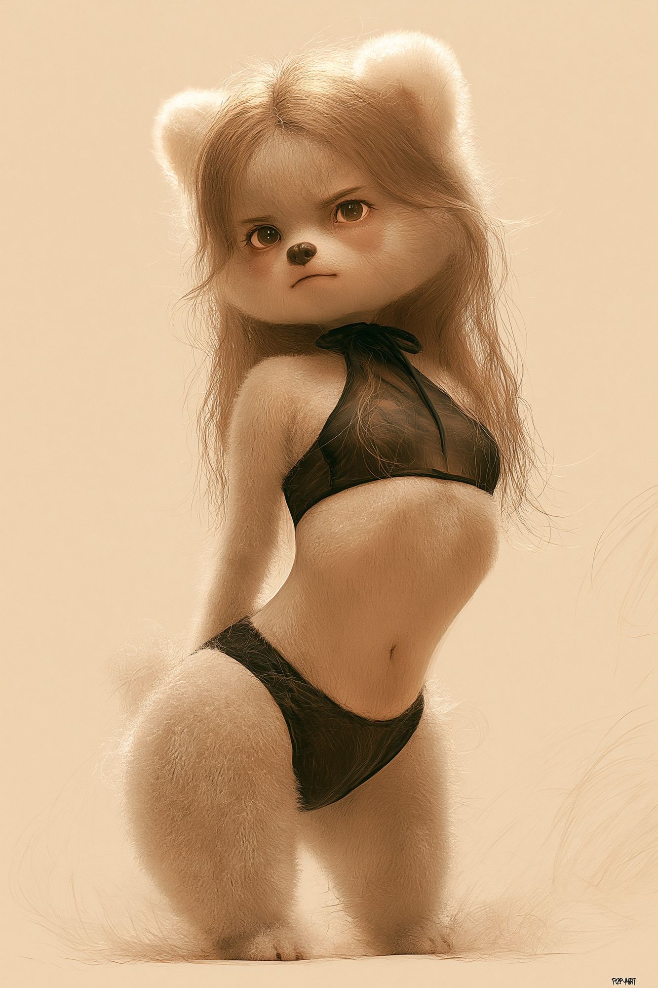 Anthropomorphic Bear Girl Illustration Poster. poster detail