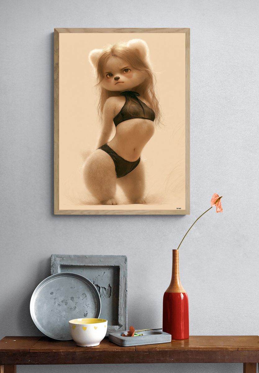 Anthropomorphic Bear Girl Illustration Poster. — room view 3
