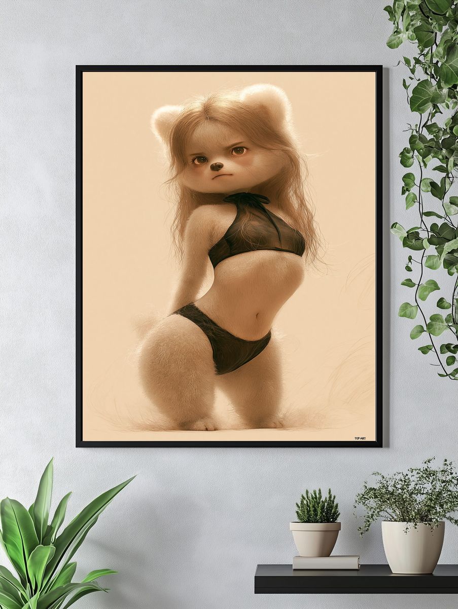 Anthropomorphic Bear Girl Illustration Poster. — room view 4