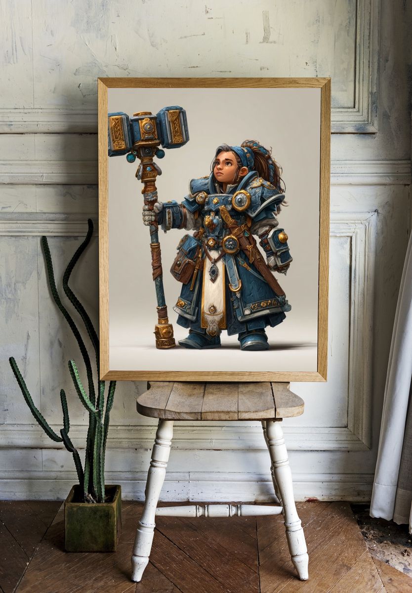Fantasy Warrior Illustration Poster. room preview
