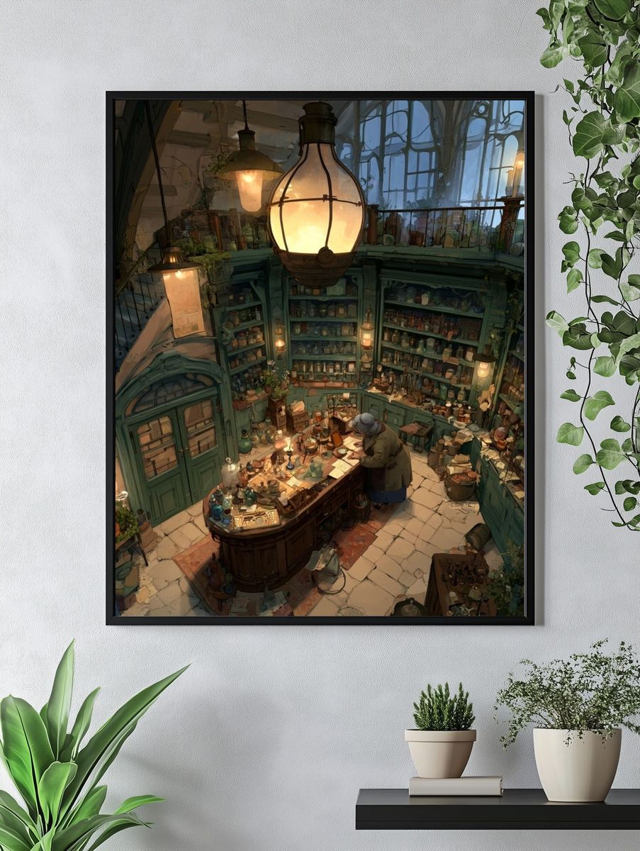 Enchanted Apothecary Interior Illustration Poster. — room view 4